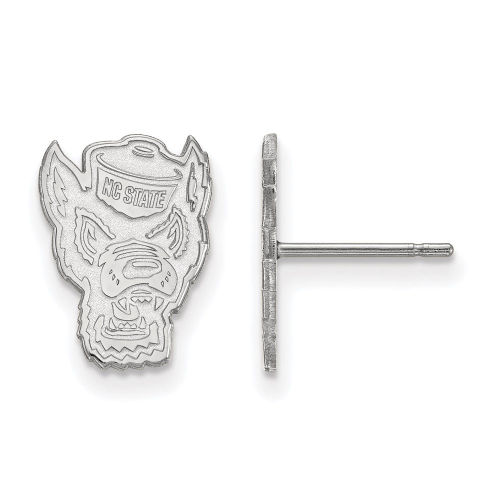 10K White Gold Logoart North Carolina State University Wolf Small Post Earrings