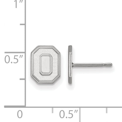Sterling Silver Rhodium Plated Logoart The Ohio State University Letter O Extra Small Post Earrings