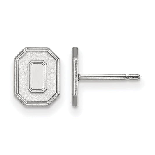 Sterling Silver Rhodium Plated Logoart The Ohio State University Letter O Extra Small Post Earrings