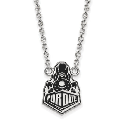 Sterling Silver Rhodium Plated Logoart Purdue University Boilermakers Train Logo Large Enameled Pendant 18 Inch Necklace