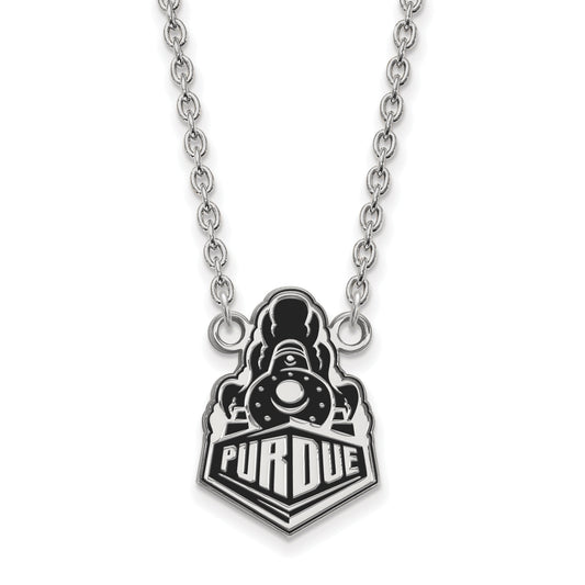 Sterling Silver Rhodium Plated Logoart Purdue University Boilermakers Train Logo Large Enameled Pendant 18 Inch Necklace