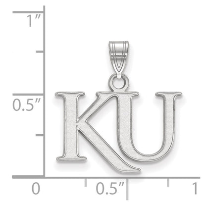 Sterling Silver Rhodium Plated Logoart University Of Kansas K U Small Pendant