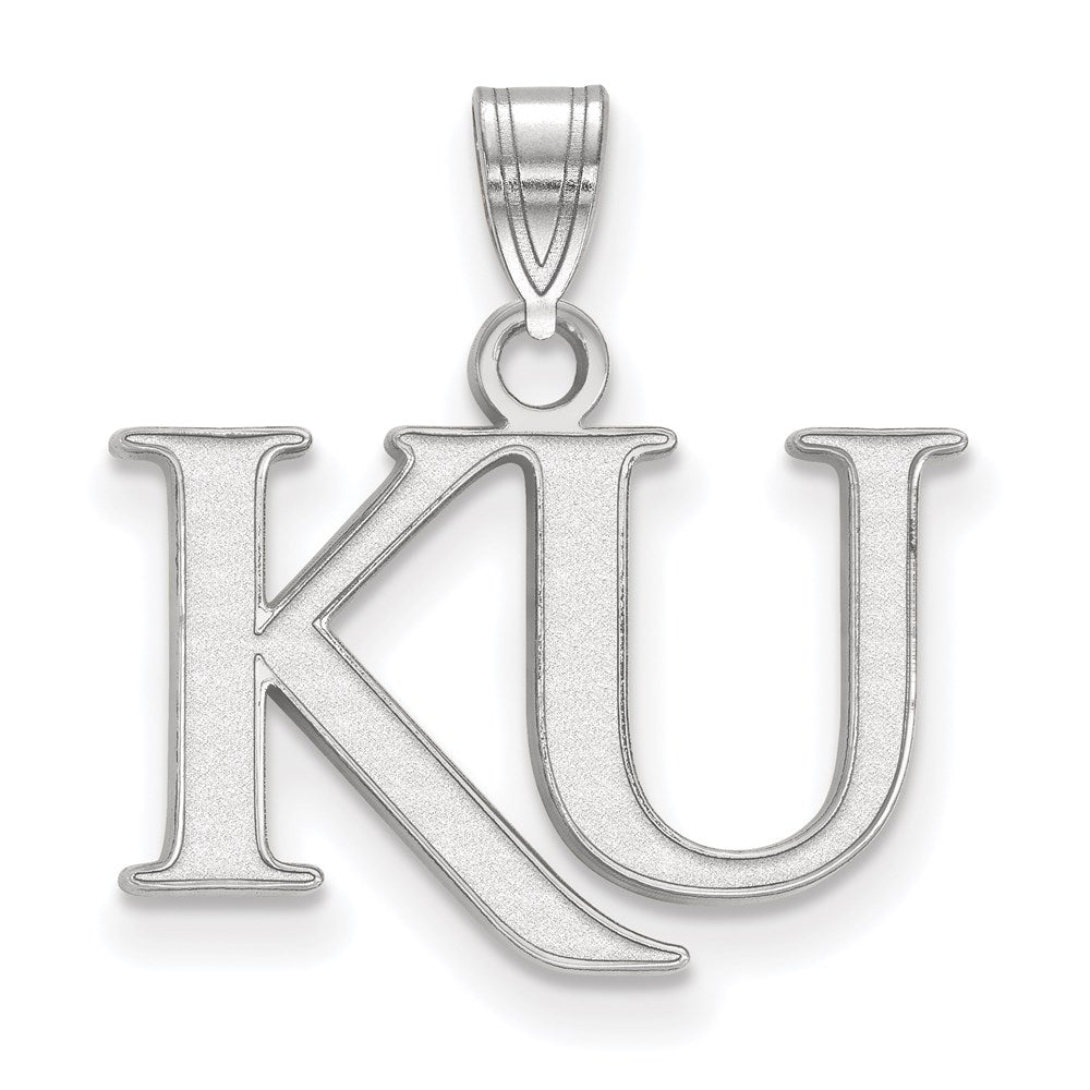 Sterling Silver Rhodium Plated Logoart University Of Kansas K U Small Pendant