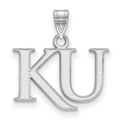 Sterling Silver Rhodium Plated Logoart University Of Kansas K U Small Pendant