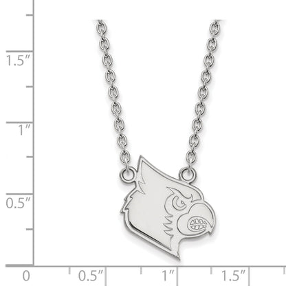 Sterling Silver Rhodium Plated Logoart University Of Louisville Cardinal Large Pendant 18 Inch Necklace