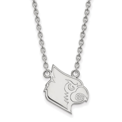 Sterling Silver Rhodium Plated Logoart University Of Louisville Cardinal Large Pendant 18 Inch Necklace