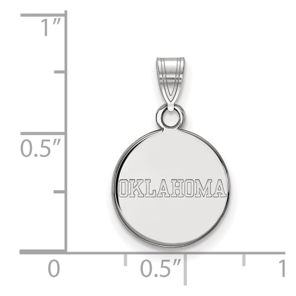 Sterling Silver Rhodium Plated Logoart University Of Oklahoma Small Disc Pendant