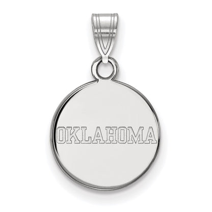 14K White Gold Logoart University Of Oklahoma Small Disc Pendant