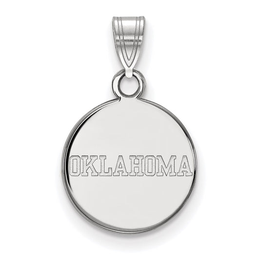 14K White Gold Logoart University Of Oklahoma Small Disc Pendant