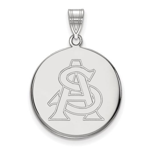 14K White Gold Logoart Arizona State University A S Large Disc Pendant
