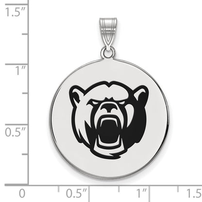 Sterling Silver Rhodium Plated Logoart Baylor University Extra Large Enameled Disc Pendant