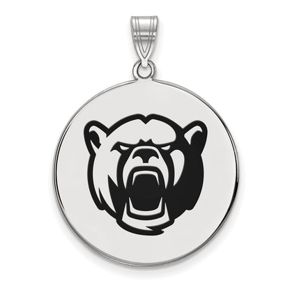 Sterling Silver Rhodium Plated Logoart Baylor University Extra Large Enameled Disc Pendant