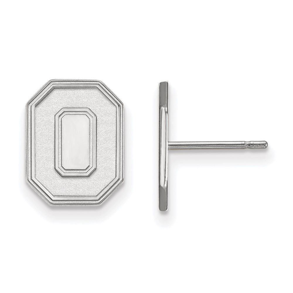 Sterling Silver Rhodium Plated Logoart The Ohio State University Letter O Small Post Earrings