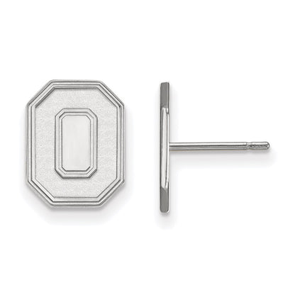Sterling Silver Rhodium Plated Logoart The Ohio State University Letter O Small Post Earrings