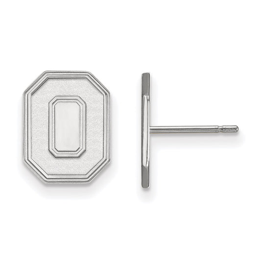 Sterling Silver Rhodium Plated Logoart The Ohio State University Letter O Small Post Earrings