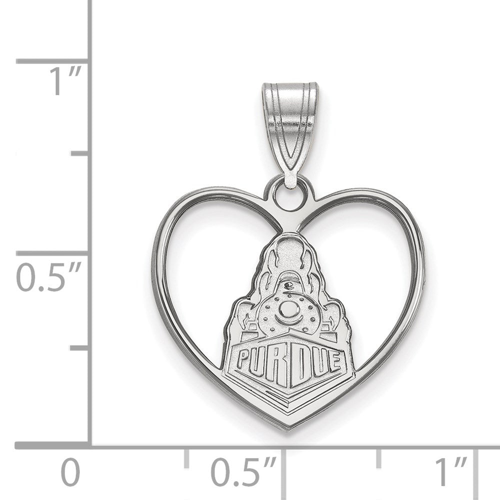 Sterling Silver Rhodium Plated Logoart Purdue University Boilermakers Train Logo Heart Pendant