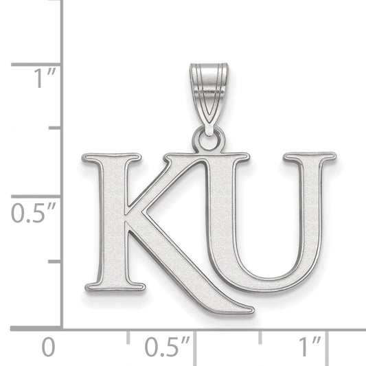 Sterling Silver Rhodium Plated Logoart University Of Kansas K U Medium Pendant