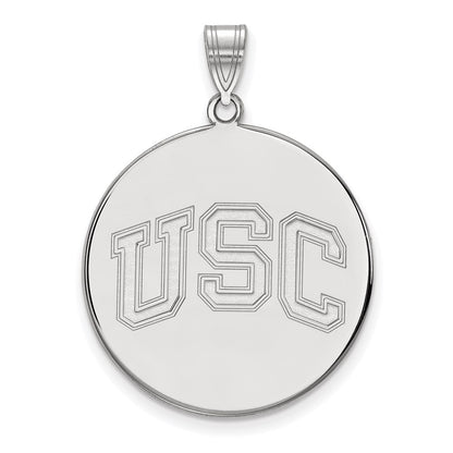 14K White Gold University Of Southern California U S C Extra Large Disc Pendant