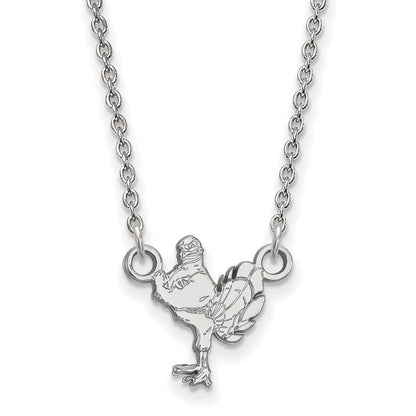 14K White Gold Logoart Virginia Tech Hokiebird Small Pendant 18 Inch Necklace