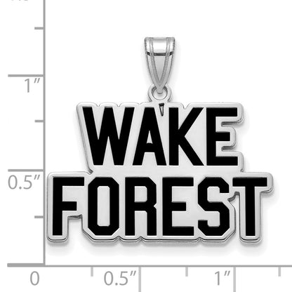 Sterling Silver Rhodium Plated Logoart Wake Forest University W F Deacon Large Enameled Pendant