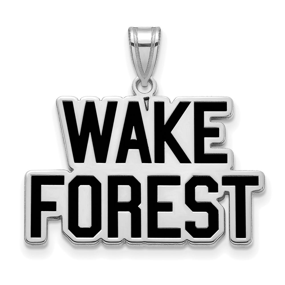 Sterling Silver Rhodium Plated Logoart Wake Forest University W F Deacon Large Enameled Pendant