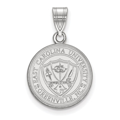 Sterling Silver Rhodium Plated Logoart East Carolina University Medium Crest Pendant