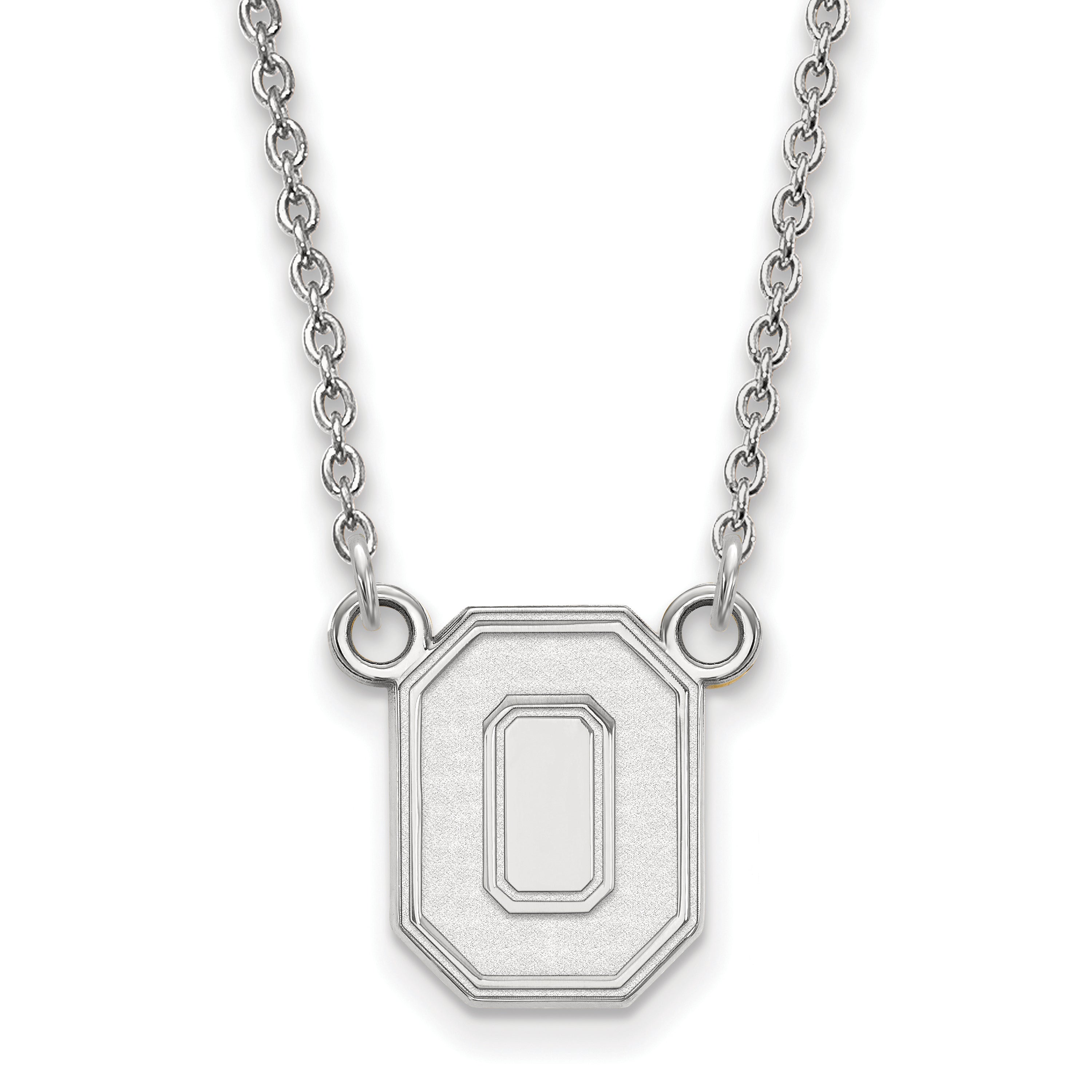Sterling Silver Rhodium Plated Logoart The Ohio State University Letter O Small Pendant 18 Inch Necklace
