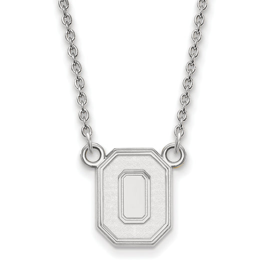 Sterling Silver Rhodium Plated Logoart The Ohio State University Letter O Small Pendant 18 Inch Necklace