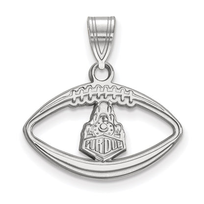 Sterling Silver Rhodium Plated Logoart Purdue University Boilermakers Train Logo Football Pendant