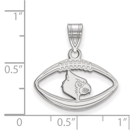 Sterling Silver Rhodium Plated Logoart University Of Louisville Cardinal Football Pendant