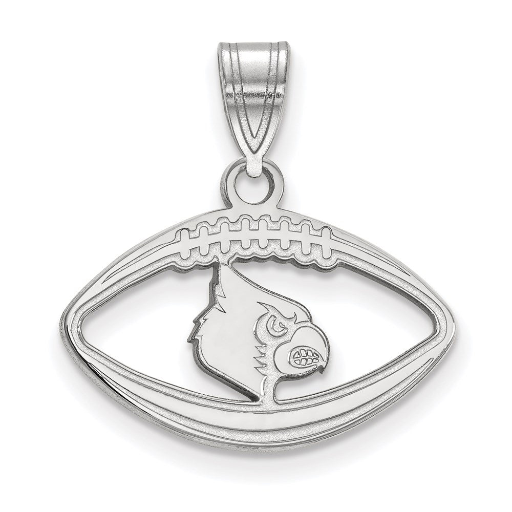 Sterling Silver Rhodium Plated Logoart University Of Louisville Cardinal Football Pendant