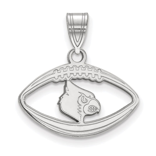 Sterling Silver Rhodium Plated Logoart University Of Louisville Cardinal Football Pendant