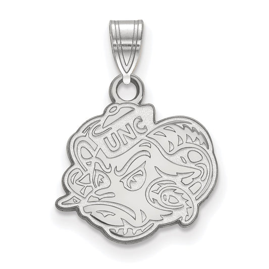 Sterling Silver Rhodium Plated Logoart University Of North Carolina Ram Small Pendant