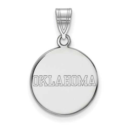 14K White Gold Logoart University Of Oklahoma Medium Disc Pendant