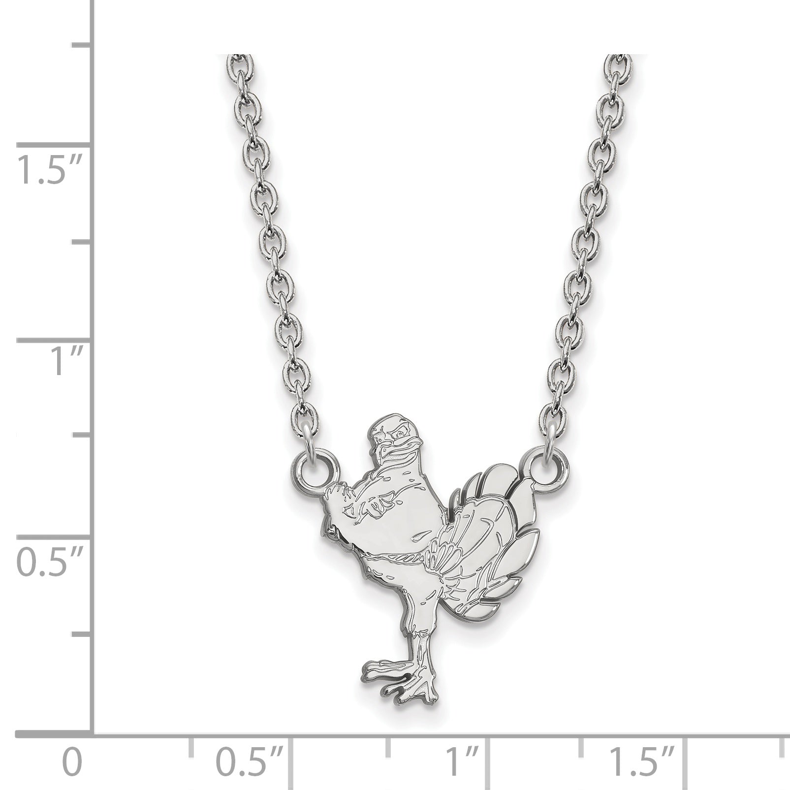 Sterling Silver Rhodium Plated Logoart Virginia Tech Hokiebird Large Pendant 18 Inch Necklace