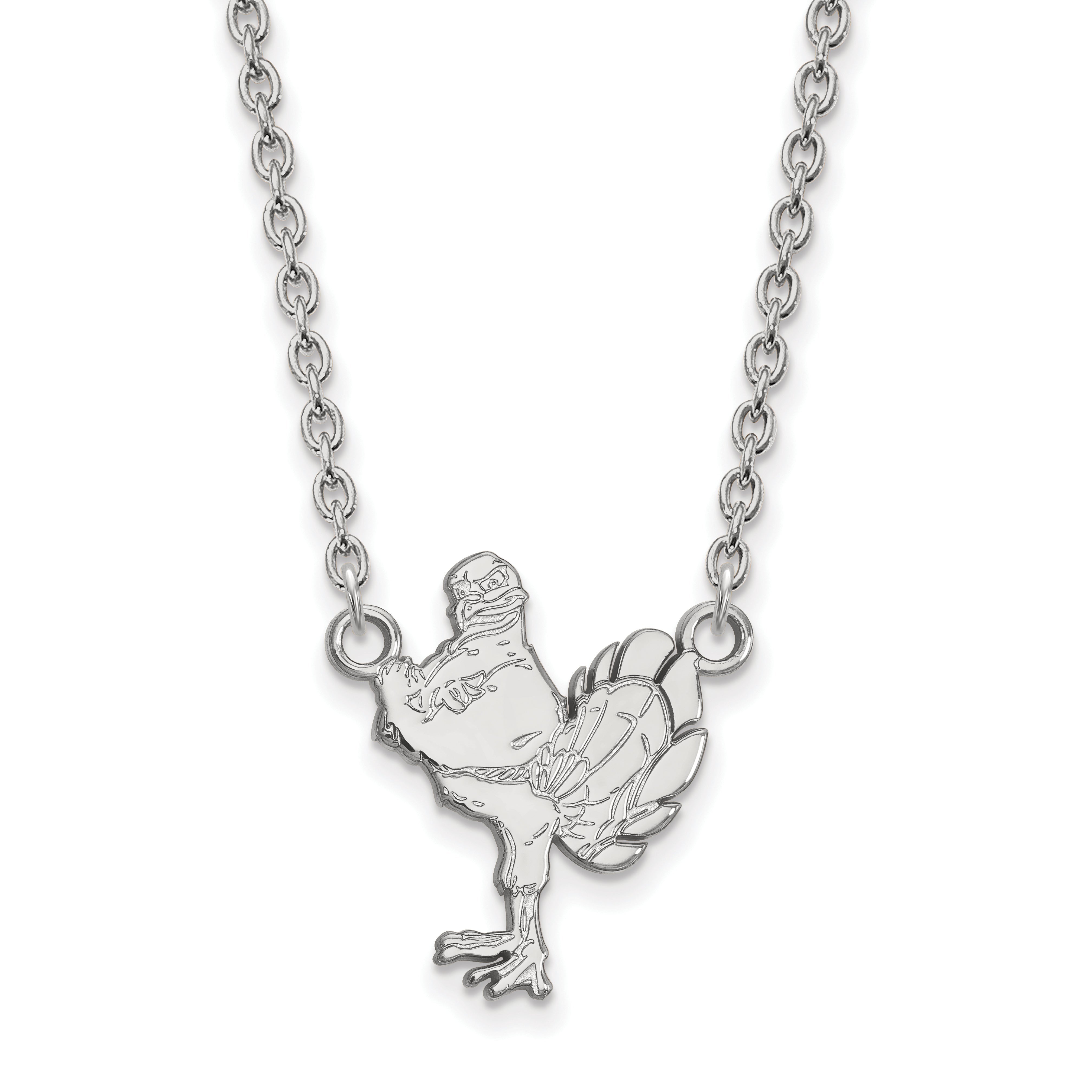Sterling Silver Rhodium Plated Logoart Virginia Tech Hokiebird Large Pendant 18 Inch Necklace