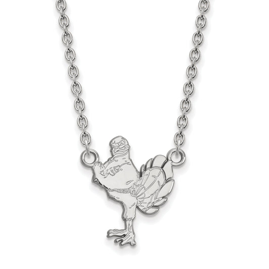 Sterling Silver Rhodium Plated Logoart Virginia Tech Hokiebird Large Pendant 18 Inch Necklace