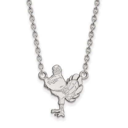 14K White Gold Logoart Virginia Tech Hokiebird Large Pendant 18 Inch Necklace