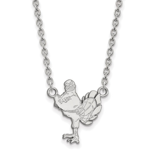 14K White Gold Logoart Virginia Tech Hokiebird Large Pendant 18 Inch Necklace