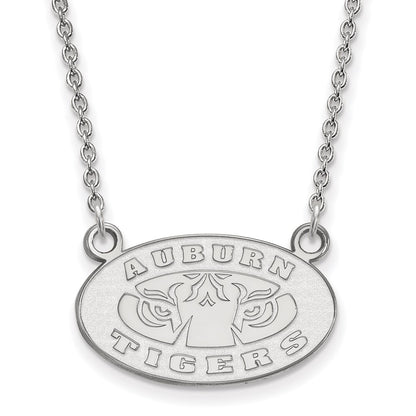 10K White Gold Logoart Auburn Tigers Small Pendant 18 Inch Necklace