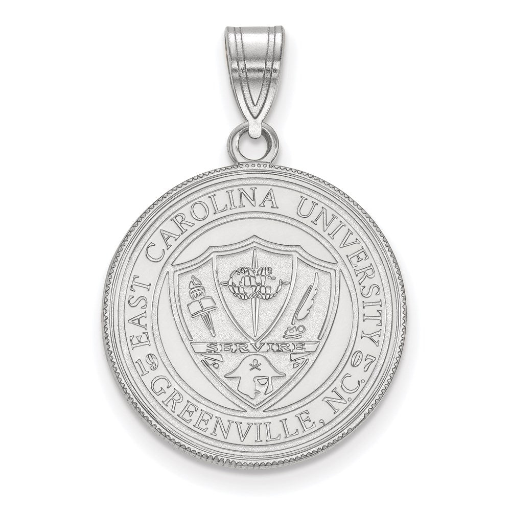 Sterling Silver Rhodium Plated Logoart East Carolina University Large Crest Pendant