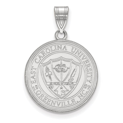 Sterling Silver Rhodium Plated Logoart East Carolina University Large Crest Pendant