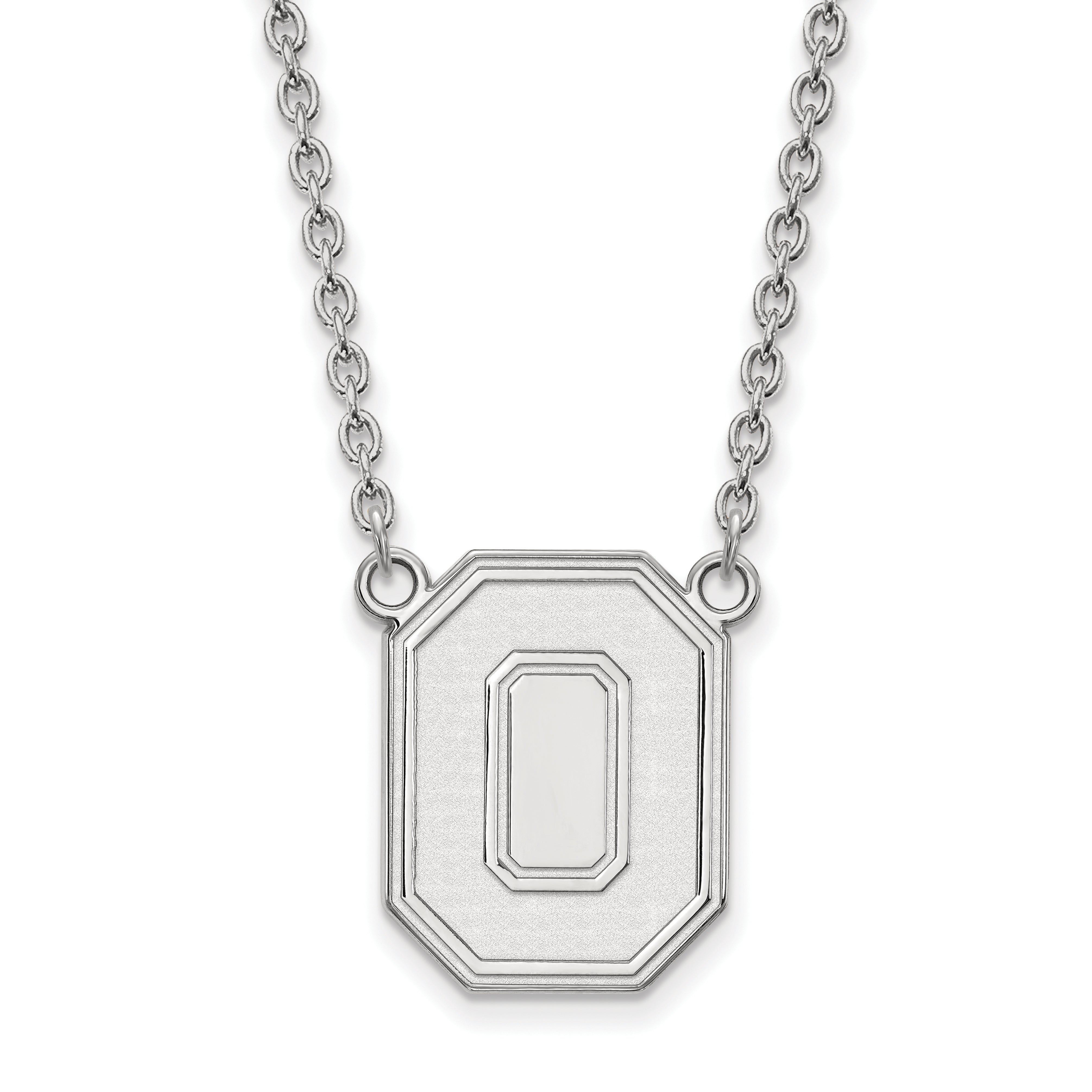Sterling Silver Rhodium Plated Logoart The Ohio State University Letter O Large Pendant 18 Inch Necklace