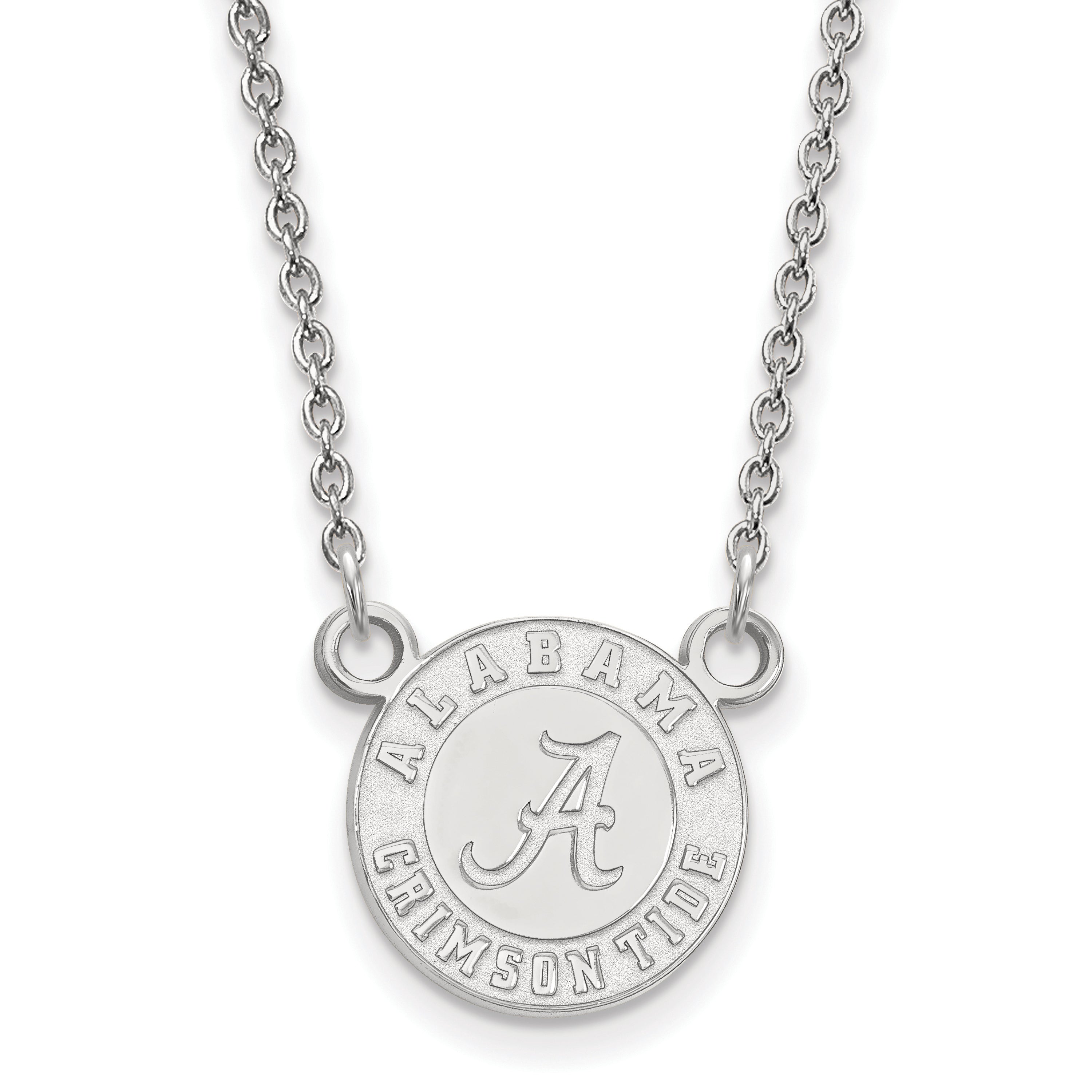 Sterling Silver Rhodium Plated Logoart University Of Alabama Crimson Tide Small Pendant 18 Inch Necklace