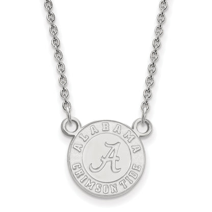 Sterling Silver Rhodium Plated Logoart University Of Alabama Crimson Tide Small Pendant 18 Inch Necklace