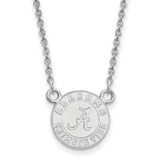 Sterling Silver Rhodium Plated Logoart University Of Alabama Crimson Tide Small Pendant 18 Inch Necklace