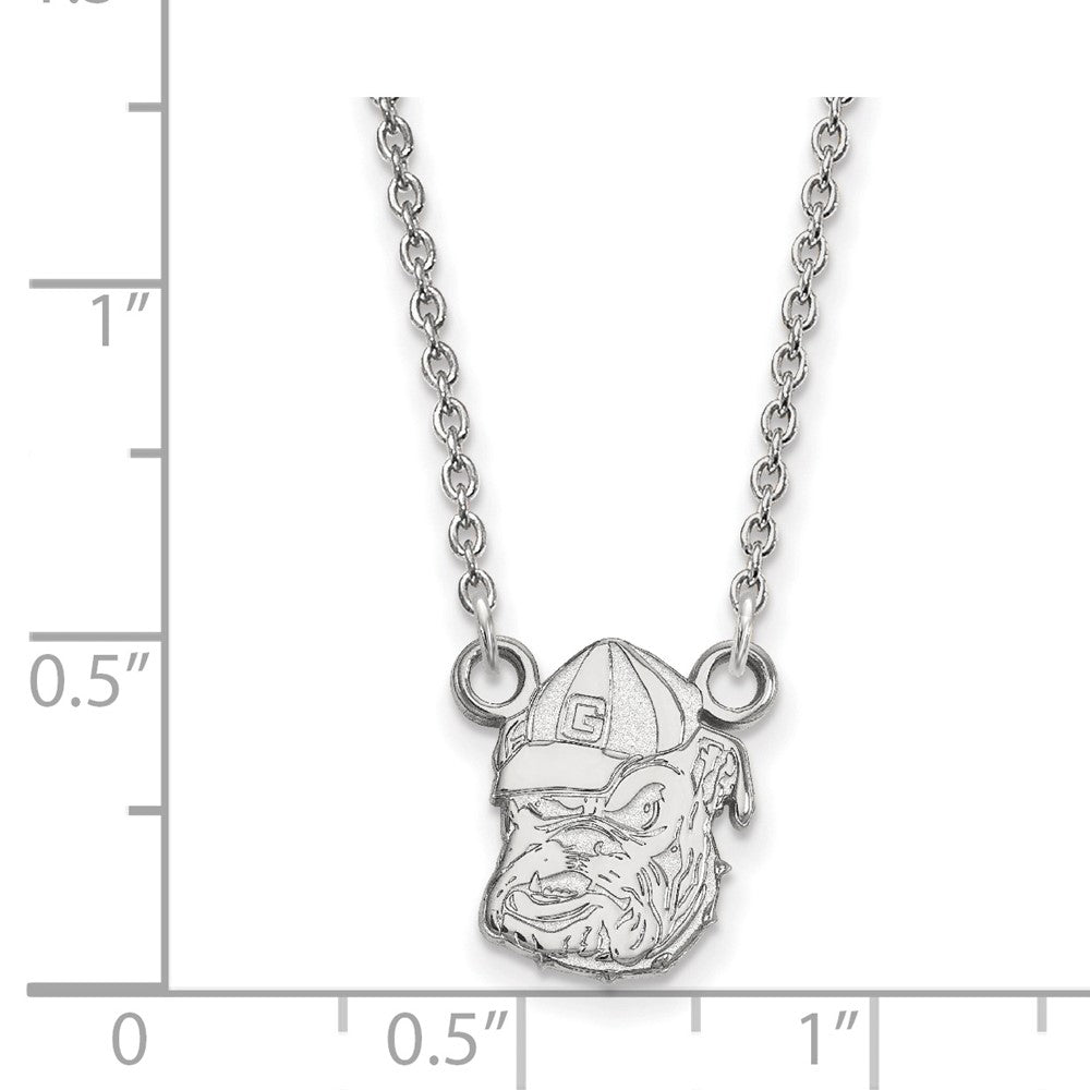 14K White Gold Logoart University Of Georgia Bulldog Small Pendant 18 Inch Necklace