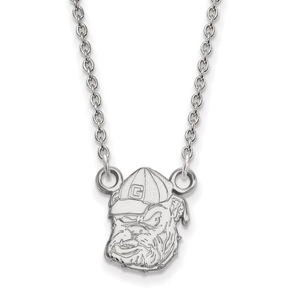 14K White Gold Logoart University Of Georgia Bulldog Small Pendant 18 Inch Necklace