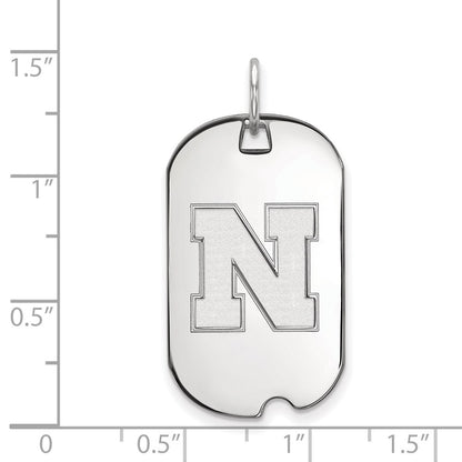 10K White Gold Logoart University Of Nebraska Letter N Small Dog Tag Pendant