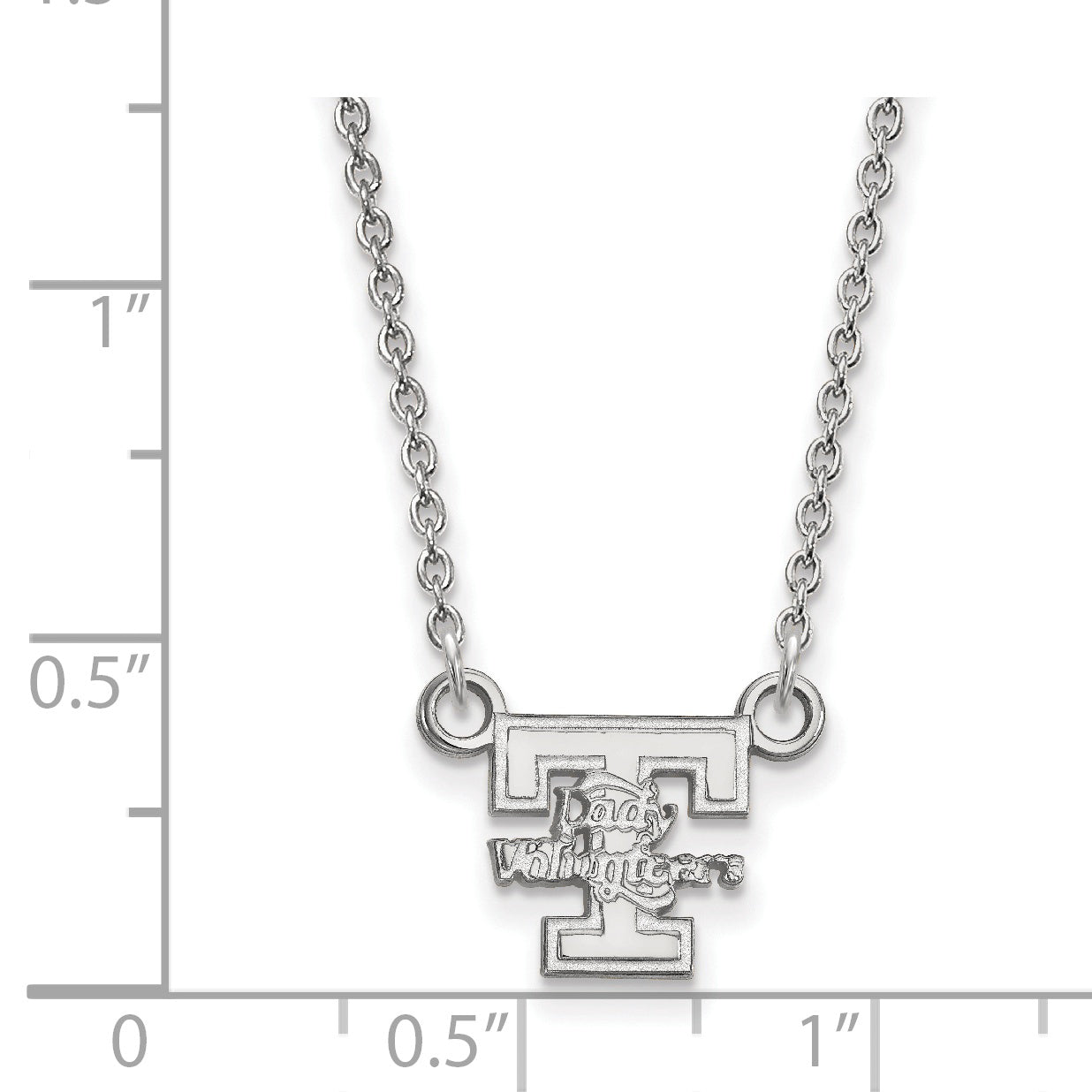 Sterling Silver Rhodium Plated Logoart University Of Tennessee Lady Volunteers Small Pendant 18 Inch Necklace